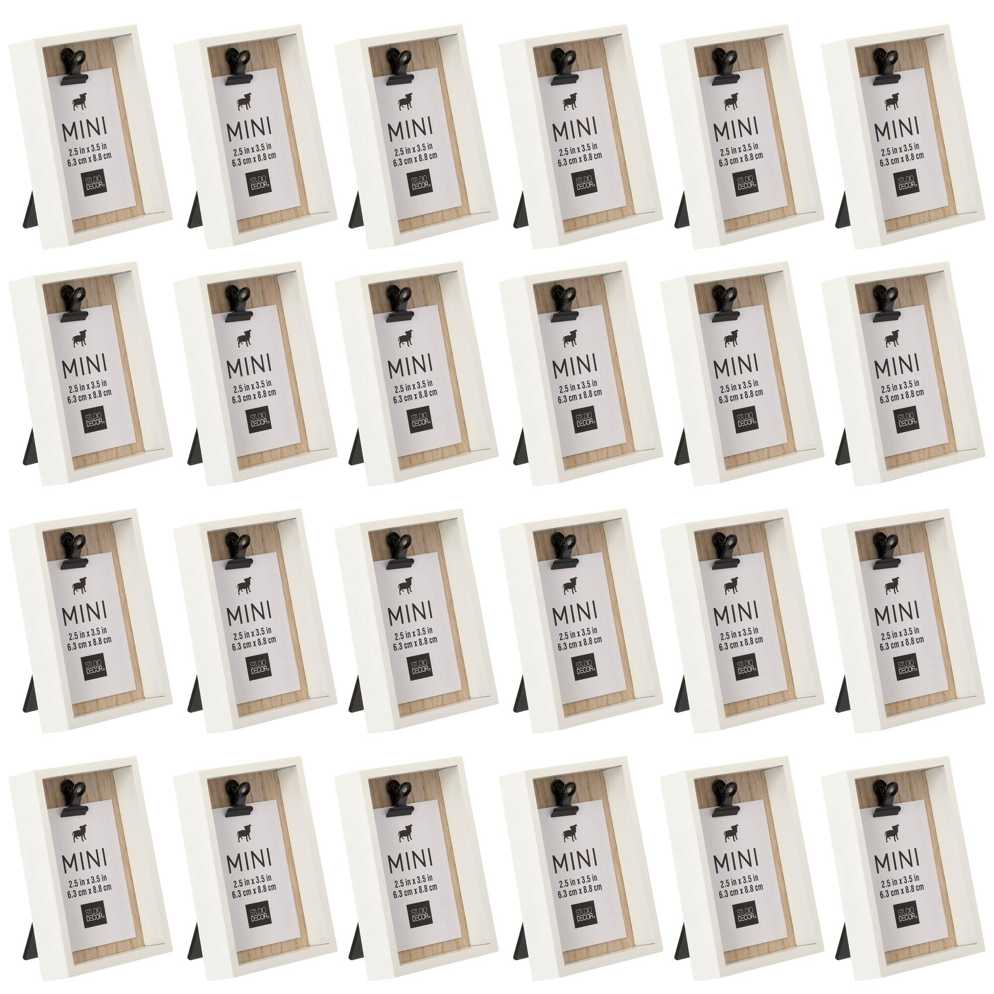 24 Pack: White Deep Box 2.5" x 3.5" Mini Clip Frame by Studio Décor®